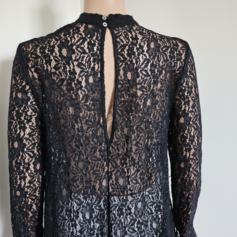 Free People Tell Tale Tunic Lace Dress Black Med - Picture 9 of 11